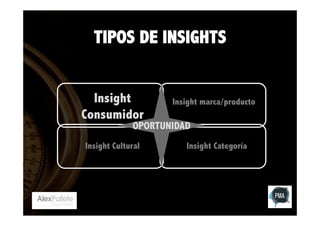 TIPOS DE INSIGHTS
Insight
Consumidor

Insight marca/producto

OPORTUNIDAD

Insight Cultural

Insight Categoría

 