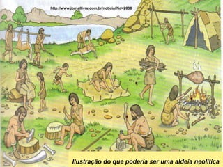 Ilustração do que poderia ser uma aldeia neolítica   http://www.jornallivre.com.br/noticia/?id=2038 