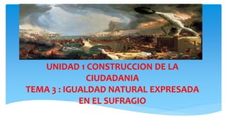 UNIDAD 1 CONSTRUCCION DE LA
CIUDADANIA
TEMA 3 : IGUALDAD NATURAL EXPRESADA
EN EL SUFRAGIO
 