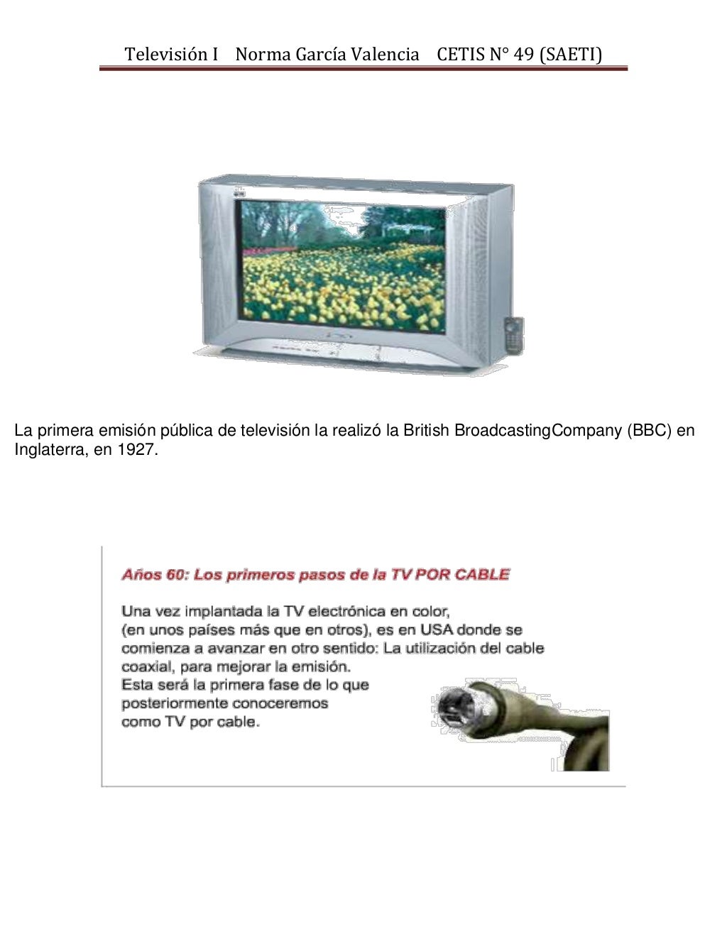 Origen y evolucion de la television