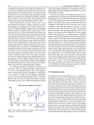 276                                                                                       Astrophys Space Sci (2008) 317: 267–278

of simple living organisms. The young earth could have also       (rods), and a fungus identiﬁed as “engyodontium albus” re-
received more complex molecules with enzymatic functions,         inforcing the concept of panspermia (Narlikar et al. 2003;
molecules that were prebiotic but part of a system that was       Wainwright et al. 2002).
already well on its way to biology. After landing in a suitable       There are also reports of fossilized microorganisms be-
habitat on our planet, these molecules could have continued       ing found inside a 4.6 billion year-old Murchison meteorite
their evolution to living cells. Thus, life could have roots      (Kvenvolden et al. 1970) that crashed to the earth (Australia)
both on earth and in space (Warmﬂash and Weiss 2005).             in 1969. The organisms have been identiﬁed as bacteria ca-
    Stellar nucleosynthesis of heavy elements such as car-        pable of surviving in the extreme environments that lend
bon allowed the formation of organic molecules in space,          credibility to the belief that life could have ﬁrst evolved
which appear to be widespread in our galaxy. Discovery of         elsewhere in the deep space before a meteorite or comet
“glycine” (CH2 NH2 COOH), simplest amino acid (building           seeded the earth. Over the past 20 years, 30 meteorites
block of protein), in Sagittarius B2, a dense cloud of inter-     have been found on the earth that originally came from the
stellar gas at the very heart of the Milky Way, bolsters the      Martian crust, based on the composition of gases trapped
view that interstellar medium may have played a pivotal role      within some of the rocks. In a disputed claim, a meteorite
in the prebiotic chemistry of earth (Kuan et al. 2003). Using     known as ALH 84001 originating from Mars was shown in
radio astronomy, researchers claim that the spectral ﬁnger-       1996 to contain microscopic strucutures resembling terres-
print of glycine at the frequency range of 90 to 265 GHz is       trial microfossils and a variety of organic molecules includ-
the ﬁrst step in establishing the critical link between amino     ing PAHs (Mckay et al. 1996). In the meanwhile, biologists
acids in space and the emergence of life in the solar system.     have detected organisms durable enough to survive journey
Until March 2008, an assortment of 140 different chemical         from Mars to earth, inside such meteorites. Researchers us-
compounds including several organic compounds with C, H,          ing the world’s largest radio telescope—the Arecibo Obser-
O, and N as major constituents had been identiﬁed in the          vatory in Puerto Rico have detected an amino acid precur-
interstellar clouds, circumstellar matter, and comets (New        sor, “methanimine” in the far-ﬂung galaxy Arp 220—some
organic molecules in space 2008). They range in complex-          250 million light years away from earth, which provides
ity from the simplest diatomic (H2 ) through familiar ones        fresh evidence that life has the potential to evolve through-
like hydrogen cyanide (HCN), methane (CH4 ), methanol             out the universe. Methanimine can form the simplest amino
(CH3 OH), formic acid (HCOOH), ethanel (CH3 CH2 OH) to            acid, glycine, when it reacts with hydrogen cyanide and
thermally hardy polycyclic aromatic hydrocarbons (PAHs).          then water, or formic acid (Salter 2008). Earlier evidence
Figure 5 provides near infrared spectrum of ethanol.              of formaldehyde, ammonia, hydrogen cyanide, and formic
    In a balloon experiment performed by Narlikar et al.          acid was found in the star-forming region.
on January 2001, air samples at heights ranging from 20
to 41 km over Hyderabad (India)—above the tropopause
where mixing from the lower atmosphere is unexpected,             10 Concluding remarks
a vast amount of viable but not-culturable microorgan-
isms were discovered along with three species of microor-         Given the potential of extremophiles to survive in highly in-
ganisms that very much resembled their known terrestrial          hospitable environments on the earth, the possibility of life
counterparts namely, cocus (spherical bacterium), bacillus        on extraterrestrial bodies like Mars, Europa, Titan, Ence-
                                                                  ladus, and Triton in the solar system cannot be ruled out.
                                                                  Also, the study of the planetary geology reveals that our so-
                                                                  lar system could have many worlds with liquid water, the
                                                                  essential ingredient for life. Recent data from NASA’s Mars
                                                                  Exploration Rovers also corroborate the speculation that wa-
                                                                  ter has at least intermittently ﬂowed on the red planet in the
                                                                  distant past (Warmﬂash and Weiss 2005). Moreover, stud-
                                                                  ies based on data from NASA’s Mars Reconnaissance Or-
                                                                  biter have revealed that the red planet once hosted vast lakes,
                                                                  ﬂowing rivers, and a variety of other wet environments that
                                                                  had potential to support life. It is not unreasonable to hy-
                                                                  pothesize that life existed on Mars long ago and perhaps
                                                                  continues there even today. Besides, analyzing data gathered
                                                                  by the Cassini spacecraft, scientists have recently conﬁrmed
Fig. 5 Near infrared spectrum of ethanol. Credit: http://www.     the presence of heavy negative ions about 10,000 times the
chemguide.co.uk/analysis/ir/interpret.html#top                    mass of hydrogen in the upper regions of Titan’s atmosphere
 