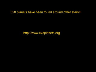 358 planets have been found around other stars!!!
http://www.exoplanets.org
 