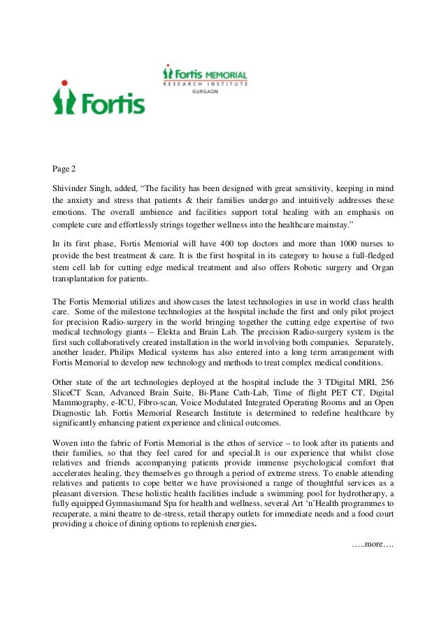 Fortis to Elevate Healthcare Delivery with Next Generation