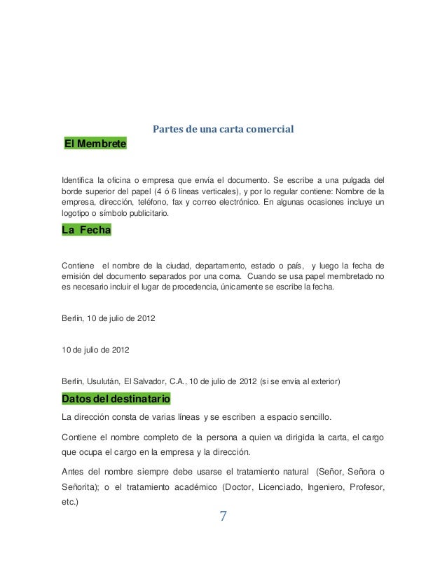 Informe de carta comercial