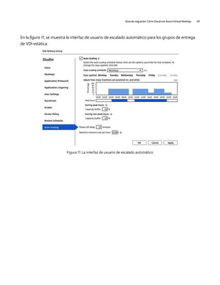 Guía de migración: Citrix Cloud con Azure Virtual Desktop 29
En la figura 11, se muestra la interfaz de usuario de escalado automático para los grupos de entrega
de VDI estática:
Figura 11: La interfaz de usuario de escalado automático
 