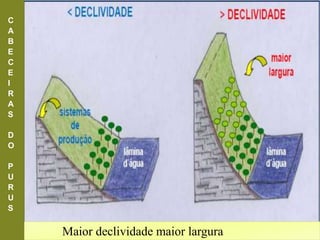Maior declividade maior largura
C
A
B
E
C
E
I
R
A
S
D
O
P
U
R
U
S
 