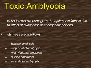 tobacco alcohol amblyopia symptoms Toxic amblyopia