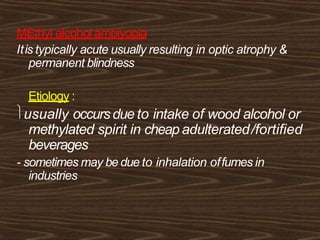 tobacco alcohol amblyopia symptoms Toxic amblyopia