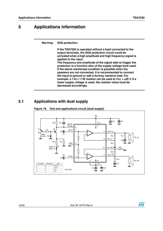 Original audio amplifier ic tda7292 7292 new st microelectronics | PDF