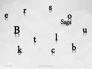 s 
t l 
o 
e r 
B 
Saga 
k c b 
u 
10-11-2014 Diffusion Of Innovation 77 
 