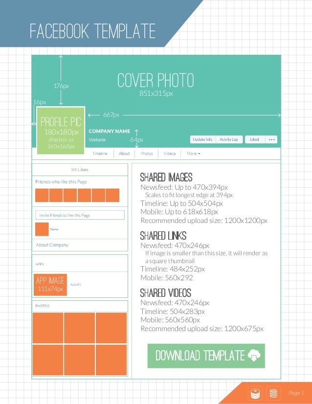 updated facebook template guide for new layout for pages
