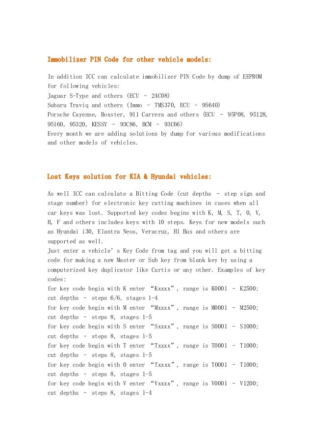 Icc immobilizer pin code calculator - curevol