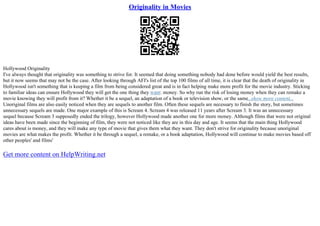 Originality In Large Amounts Analysis | PPT