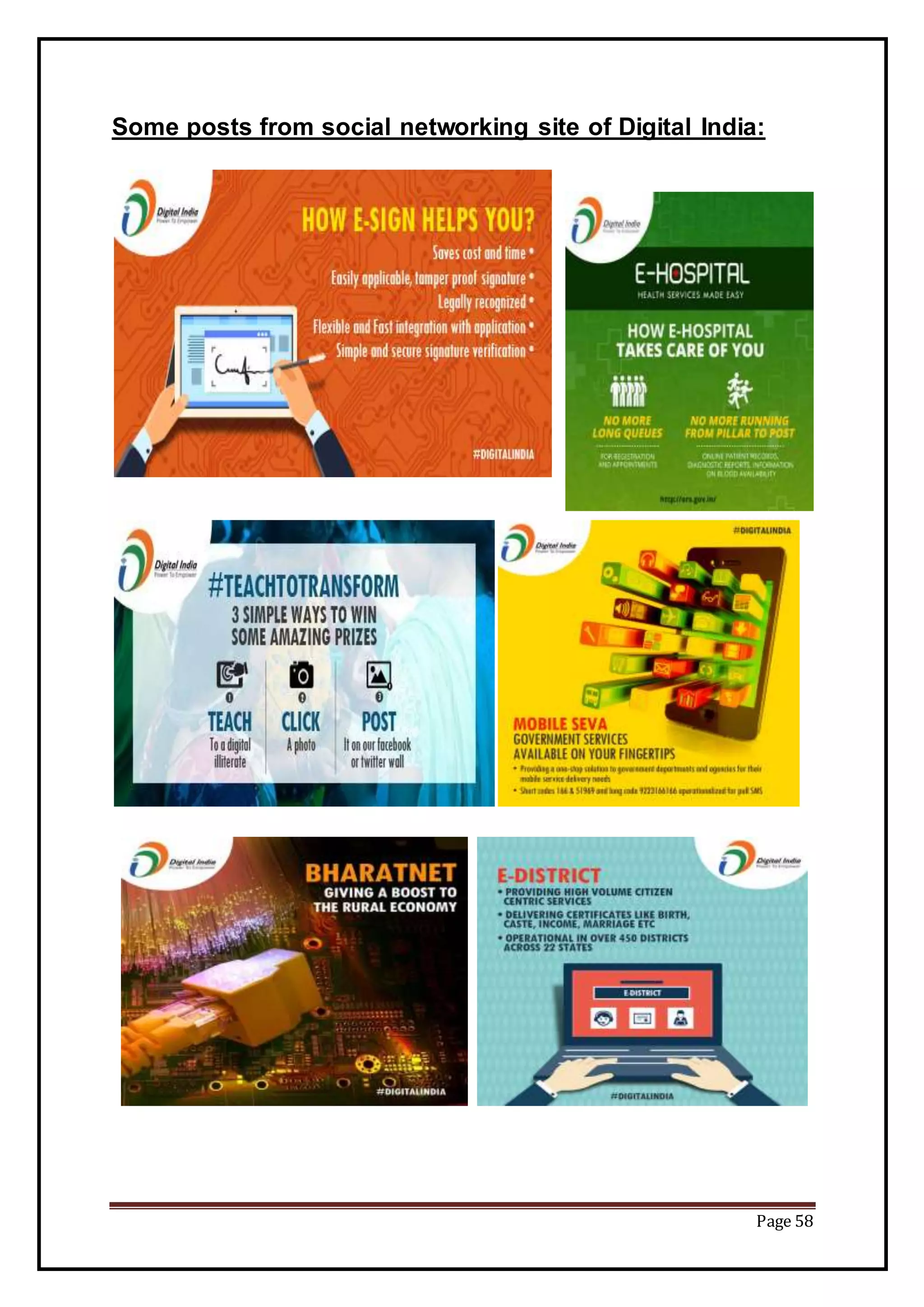 Page 58
Some posts from social networking site of Digital India:
 