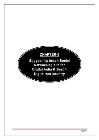 Page 53
CHAPTER-6
Suggesting best 4 Social
Networking site for
Digital India & Best 4
Digitalized country
 