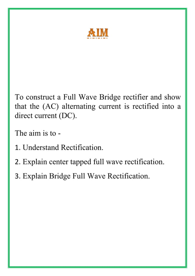 Rectifier class 12th physics investigatory project PDF