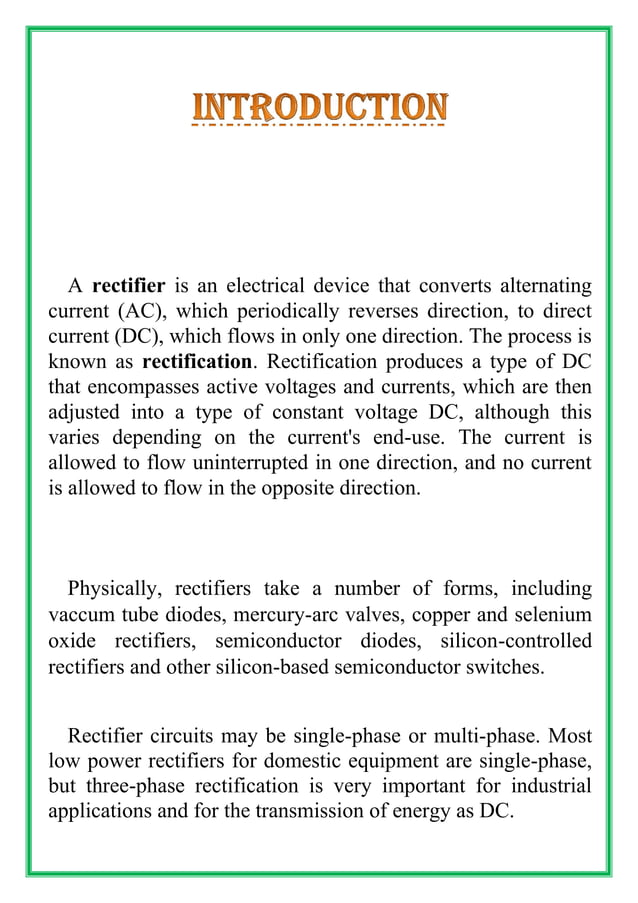 Rectifier class 12th physics investigatory project PDF