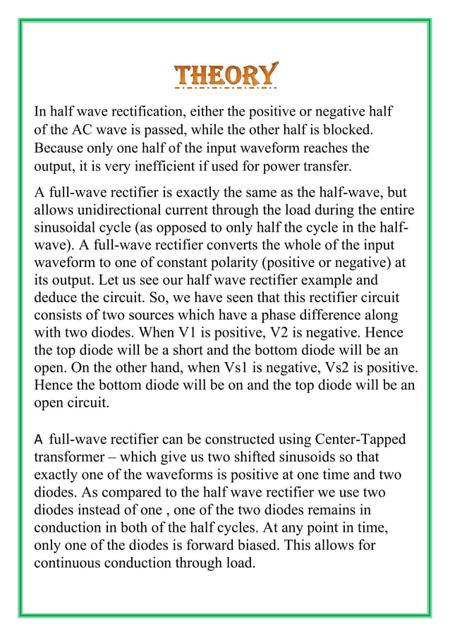 Rectifier class 12th physics investigatory project PDF