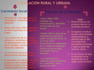LA POBLACION RURAL Y URBANACrecimiento SocialEvolución De La Población. Marcados por: Las migraciones, la mortalidad y  la distribución de la población. 