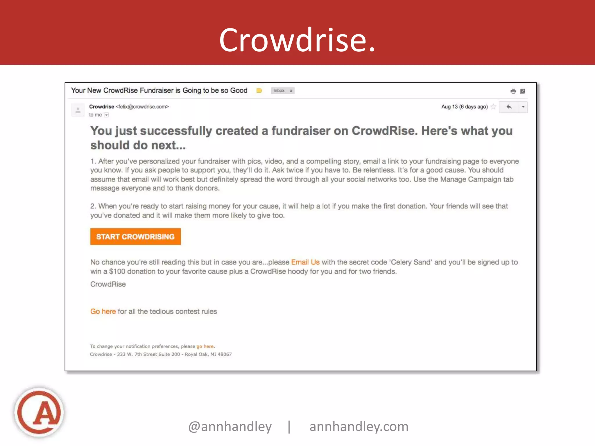 Crowdrise. 
@annhandley | annhandley.com 
 