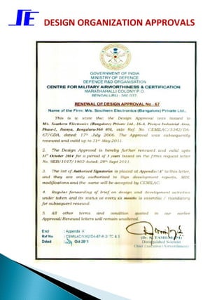 DESIGN ORGANIZATION APPROVALS
 