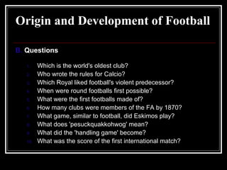 Origin and development of football | PPT