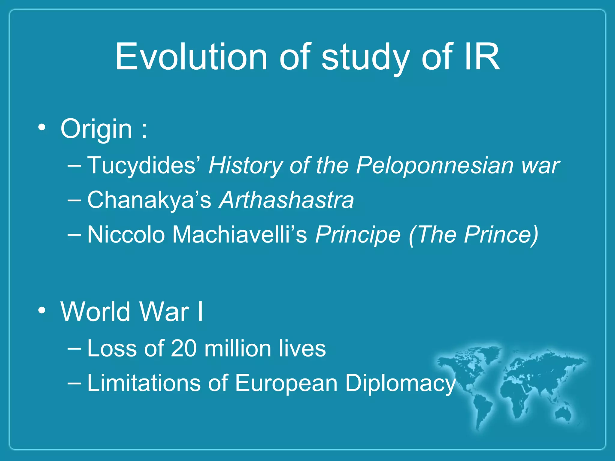 Origin and evolution of international relations | PPT