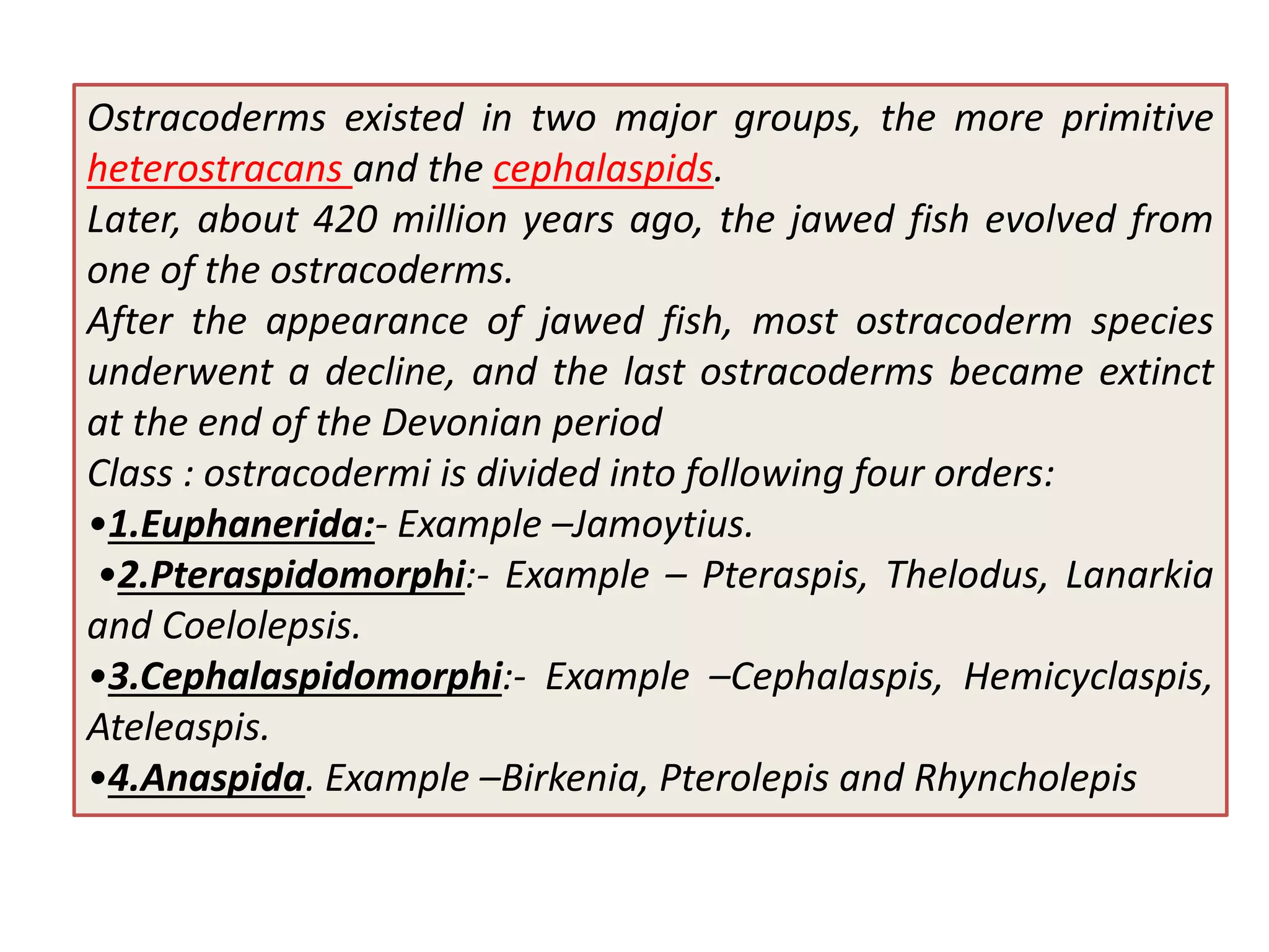 Origin and evolution of ostracoderms