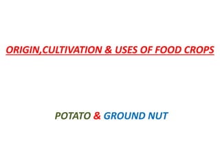 ORIGIN,CULTIVATION & USES OF FOOD CROPS
POTATO & GROUND NUT
 
