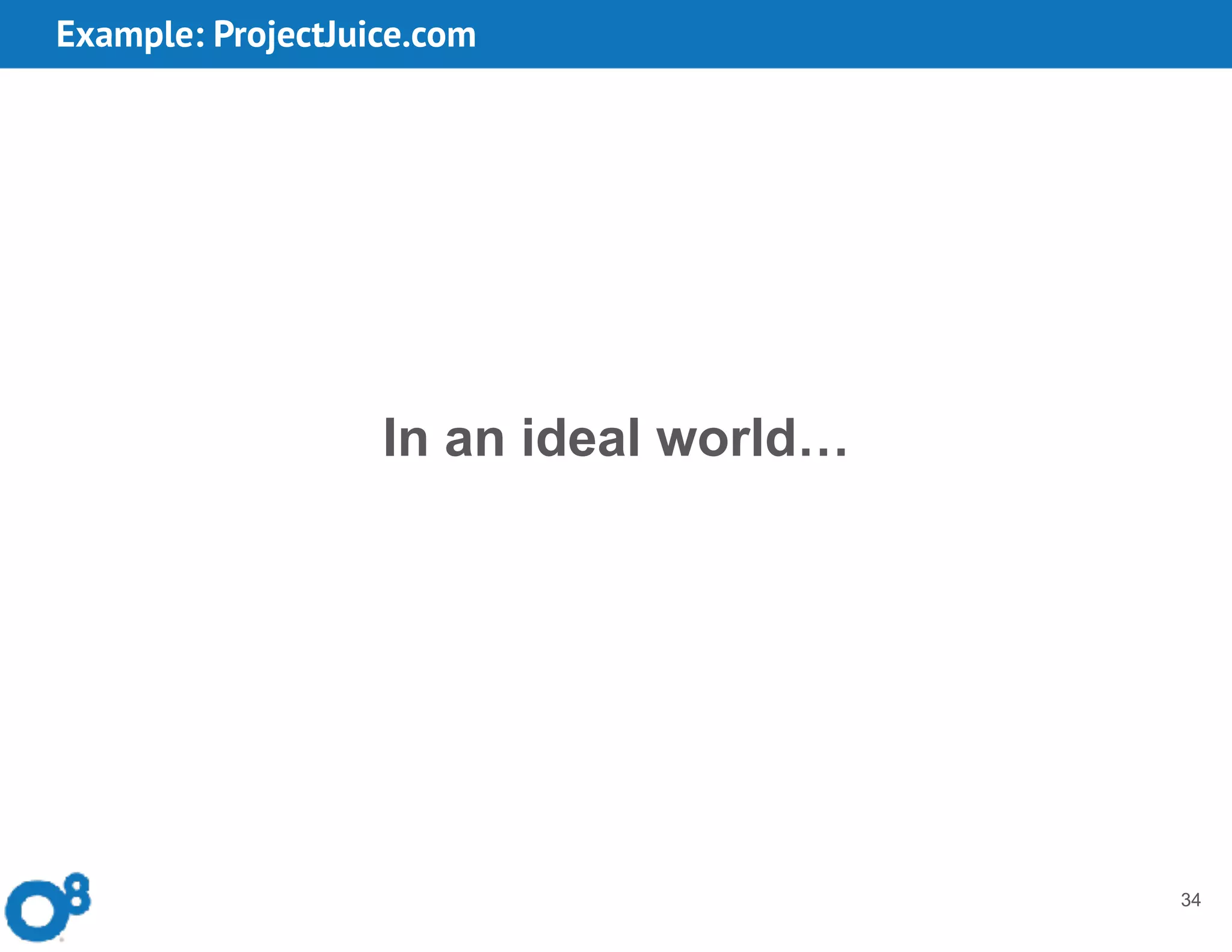 Example: ProjectJuice.com
34
In an ideal world…
 