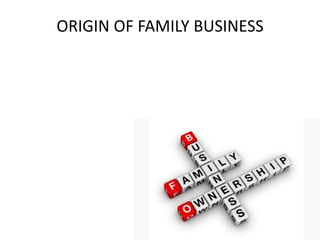 ORIGIN OF FAMILY BUSINESS
 