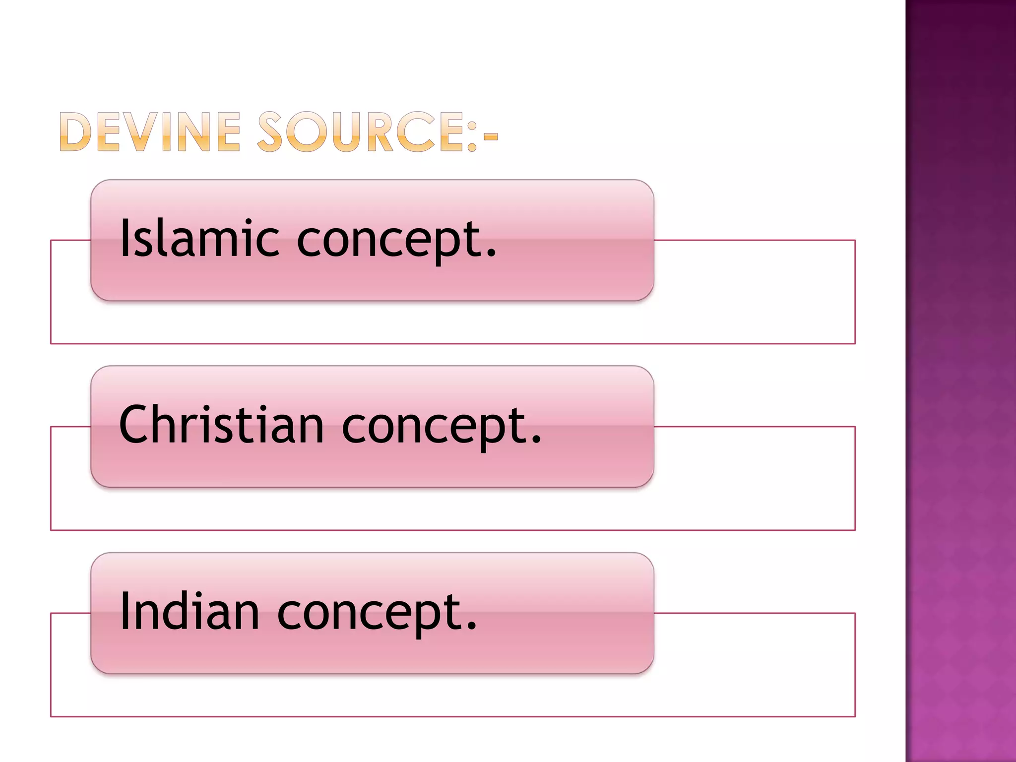 Islamic concept.
Christian concept.
Indian concept.
 
