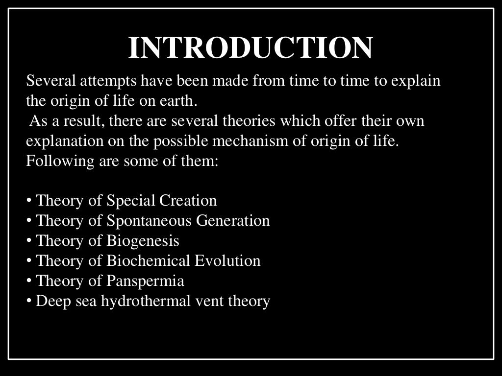 Origin of life