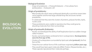 Protocell Evolution Origin Of Life & Evolution || BIOLOGY || CBSE & CHSE | PDF