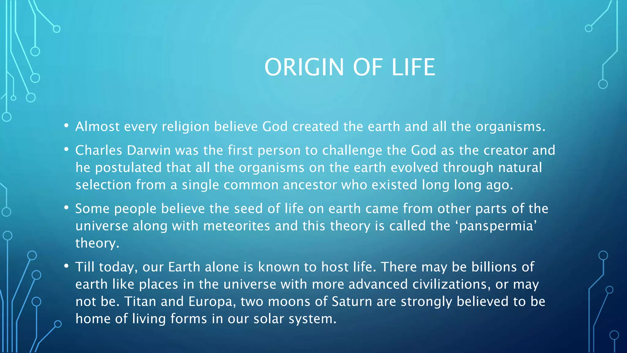 Origin of life on earth | PPTX