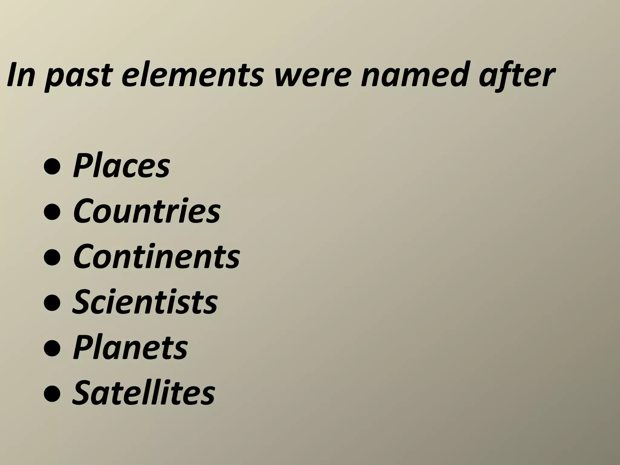 Origin Of Names Of Elements