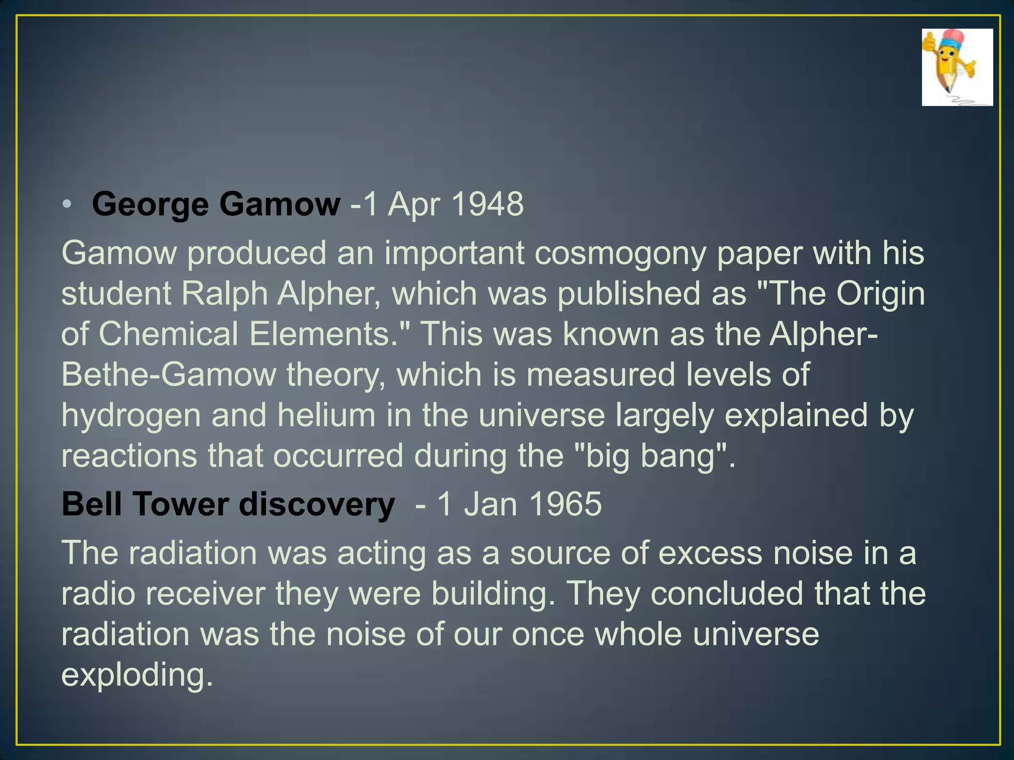 George Gamgow Origin of the universe | PPTX
