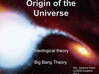 Theological theory
Big Bang Theory
Mrs. Johanna Fabre
LOGOS Academy
 