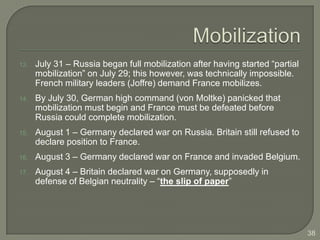 Germany Mobilization Origins of World War I | PPTX
