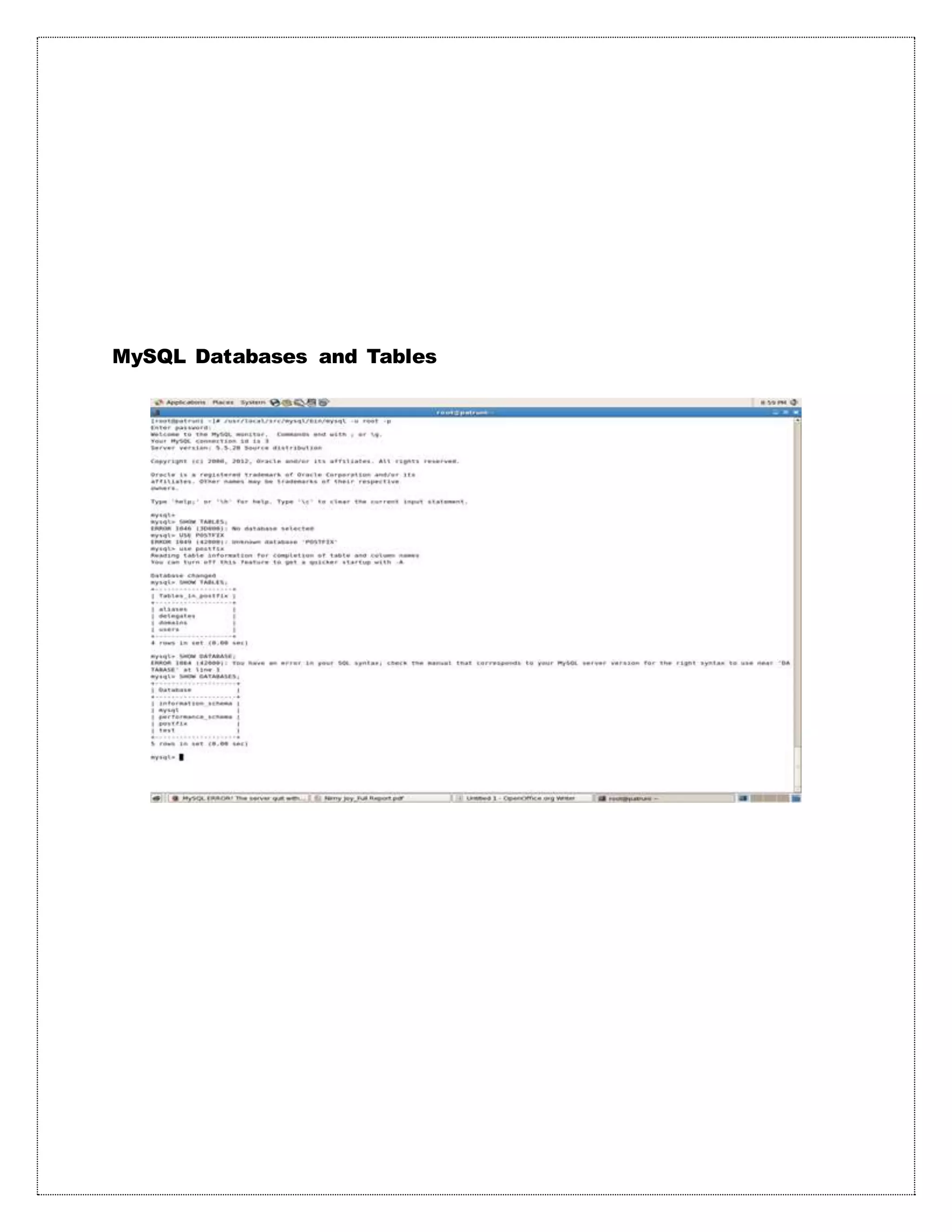 MySQL Databases and Tables
 