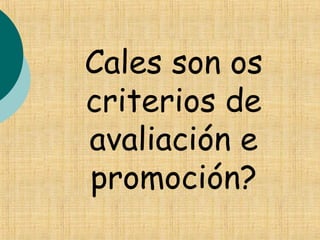 Cales son os
criterios de
avaliación e
promoción?
 