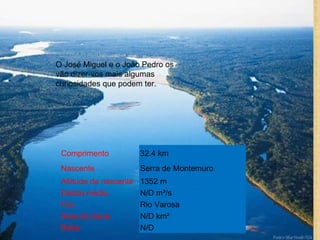 Como o José Miguel e o o João Pedro falaram do rio Balsemão vão também  vos dizer qual o comprimento dele e muitas outras coisas O José Miguel e o João Pedro os vão dizer-vos mais algumas curiosidades que podem ter. Comprimento 32.4 km Nascente Serra de Montemuro Altitude  da nascente 1352 m Débito  médio N/D m³/s Foz Rio Varosa Área da bacia N/D km² Delta N/D Comprimento 32.4 km Nascente Serra de Montemuro Altitude da nascente  1352 m Débito médio N/D m³/s Foz Rio Varosa  Área da bacia N/D km² Delta N/D 
