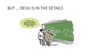 BUT	
  …	
  DEVIL	
  IS	
  IN	
  THE	
  DETAILS
 