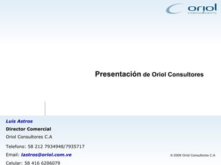 Presentación  de Oriol Consultores 