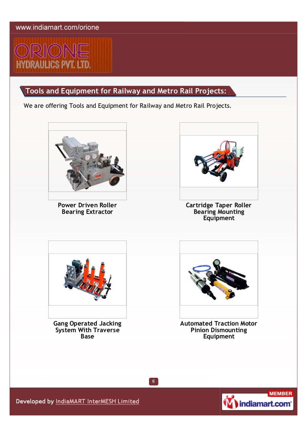 Orione Hydraulics Pvt. Ltd., Belgaum,Hydraulic jacks,