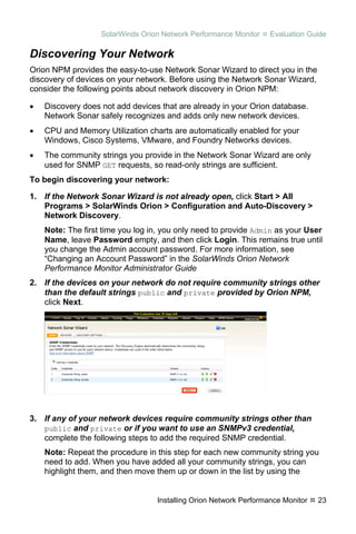 Solarwinds Network Performance Monitor Administrator Guide.pdf Orion npm evaluationguide | PDF