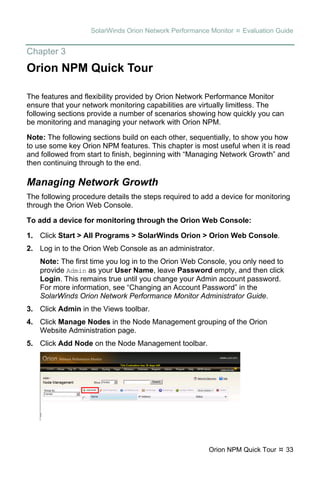Solarwinds Network Performance Monitor Administrator Guide.pdf Orion npm evaluationguide | PDF