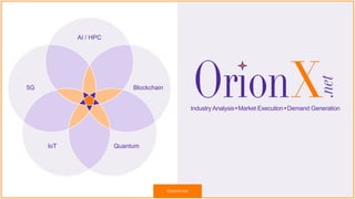 @ShahinKhan
©2020 OrionX.net 1
OrionX.net
QuantumIoT
5G Blockchain
AI / HPC
Industry Analysis•Market Execution•Demand Generation
 