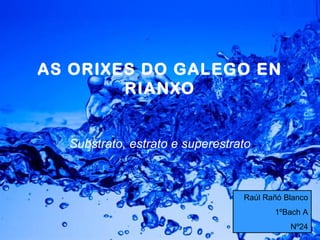 AS ORIXES DO GALEGO EN
RIANXO
Substrato, estrato e superestrato

Raúl Rañó Blanco
1ºBach A
Nº24
Page 1

 