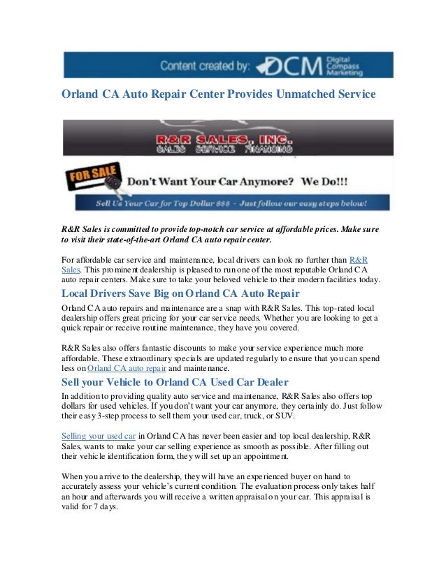 Orland CA Auto Repair Center Provides Unmatched Service